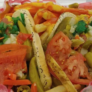 It was literally a bun with a skinny Aldi hot dog full of gardenia peppers and other things.