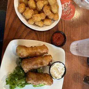 The fish (cod) was delicious. Tots for my side