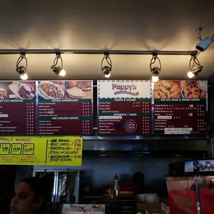 menus and prices on the wall