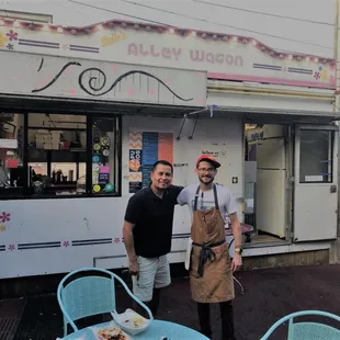 The chef is on the right