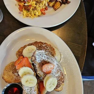 French toast and chorizo scramble