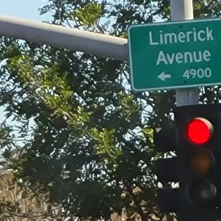 a stoplight and street sign