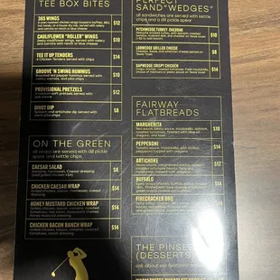 Food menu