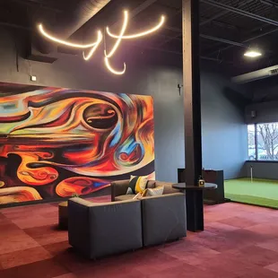 Additional seating and putting green