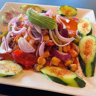 a plate of vegetables