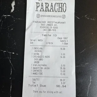 Receipt says $96 yet the final signing receipt is more