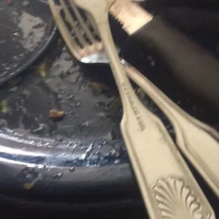 a plate with utensils on it