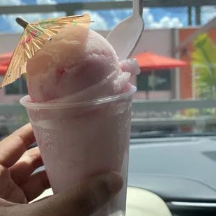 Strawberry lemonade and raspberry Italian ice mix.