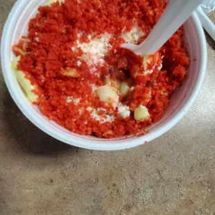Corn and hot cheetos