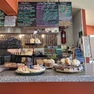 Some of the bakery and chalk board menu