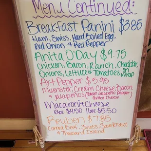 Additional menu items
