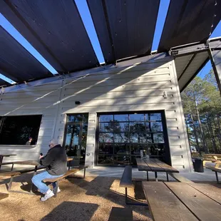 Patio with outdoor bar window