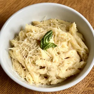 The Mac Daddy.  3 Cheese Buerre Blanc Sauce served over Penne with Panko Crumbs.