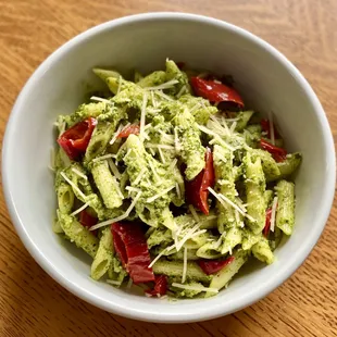 The Pesto Both Worlds.  Hungarian Goat Horn Peppers &amp; House Made Pesto served over Penne.