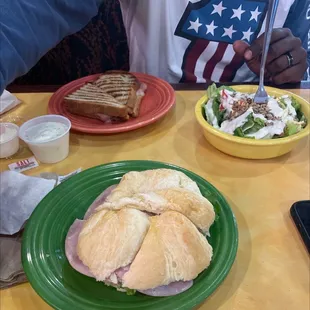 Paradise Club Sandwich, Italian Panini and salad
