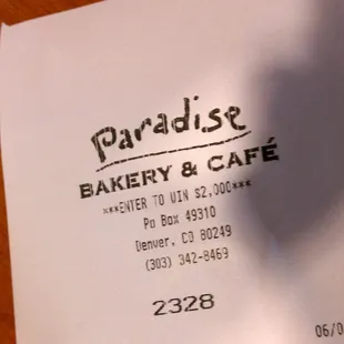 A receipt, very pointless