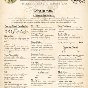 Menu as of 6/1/23