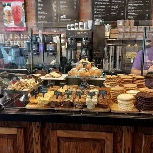 a display of pastries and desserts