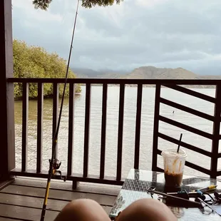 Fishing right off our balcony in the morning!