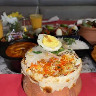 a bowl of food on a table