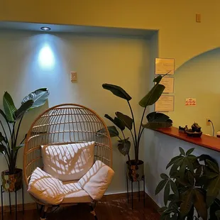 Cute space, lots of plants. It's a vibe.