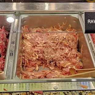 Mongolian grill meat choices.