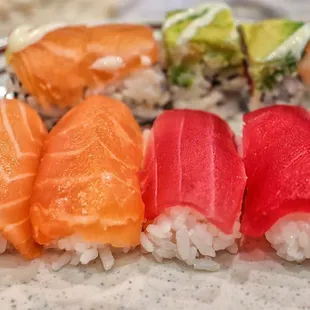 a variety of sushi on a plate