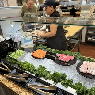 interior, sushi and sashimi