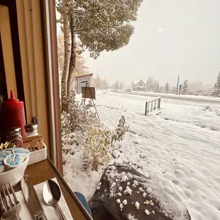 Outside restaurant/entrance on main road