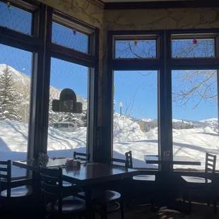 Main dining area with huge panatomic windows.