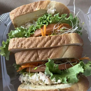 Shrimp salad on sourdough (mainly just the toppings and very little shrimp salad)