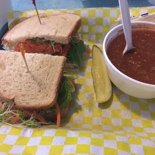 Chicken salad sandwich &amp; gazpacho, it was delicious!