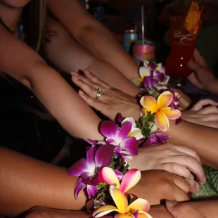 Everyone's bracelets - we made those! Thanks to the people who taught us at the workshops