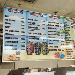 Donut and drink menu