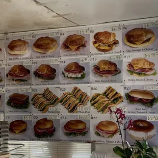Sandwich menu