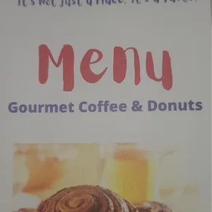 a menu for a coffee and donuts