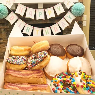 A box of absolute wonderfulness! The white covered donut was loaded with blueberry filling and it was amazing!