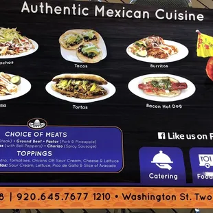 a menu for authentic mexican cuisine