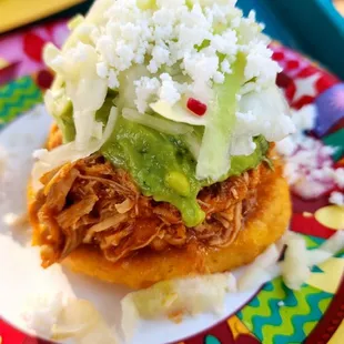 Chicken tinga arepa