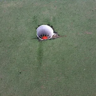 Cup, with worn carpet and plastic.