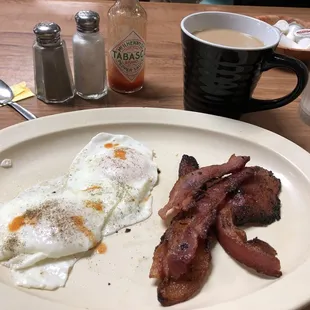 bacon and eggs on a plate