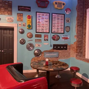 the interior of a diner