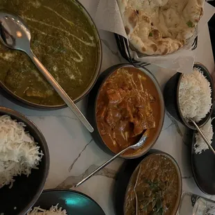 a variety of dishes on a table