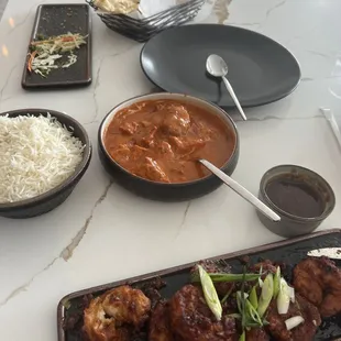 Butter Chicken and Shrimp Manchurian