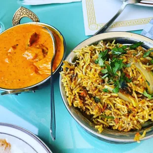 Lamb Biryani and Butter Chicken