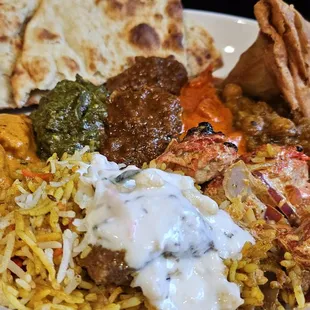 Fish Tikka, Saag, Goat Curry, Butter Chicken, Samosa/chole, Malai Tikka, Lamb Biryani