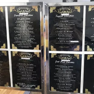 Current menu as of July 2021