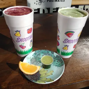 The Antioxidant + Wheatgrass/Orange Slice + The Paradise