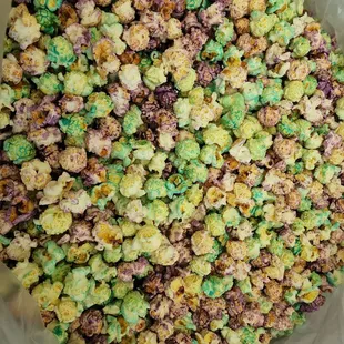 Inside of the bag filled with yummy popcorn