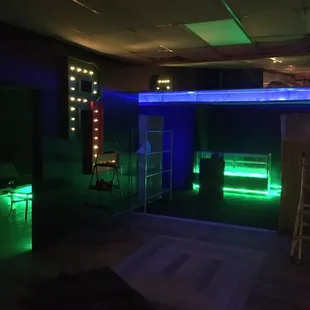a bar with neon lights